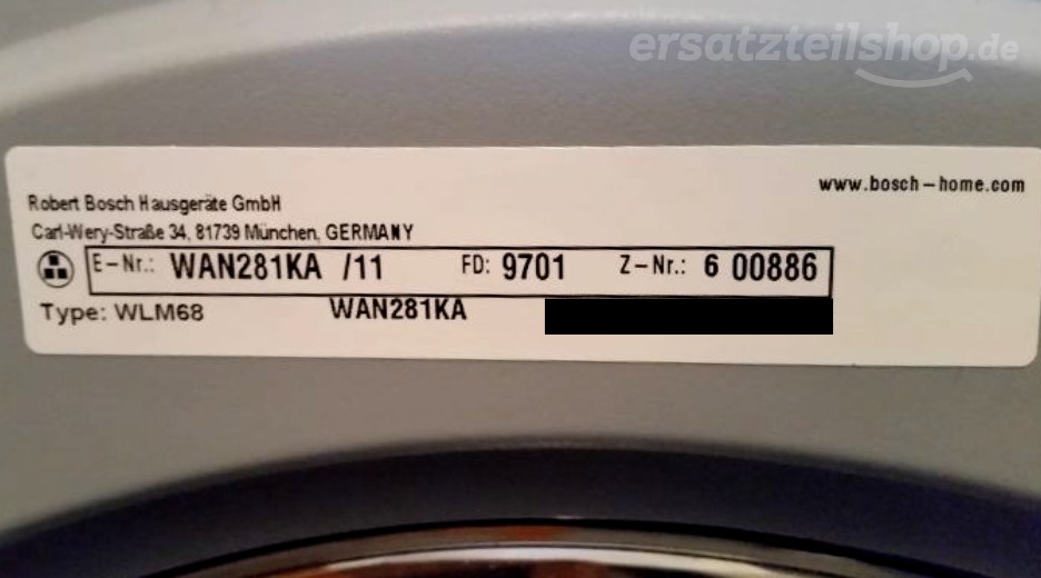 Typenschild Bosch WAN281KA/11