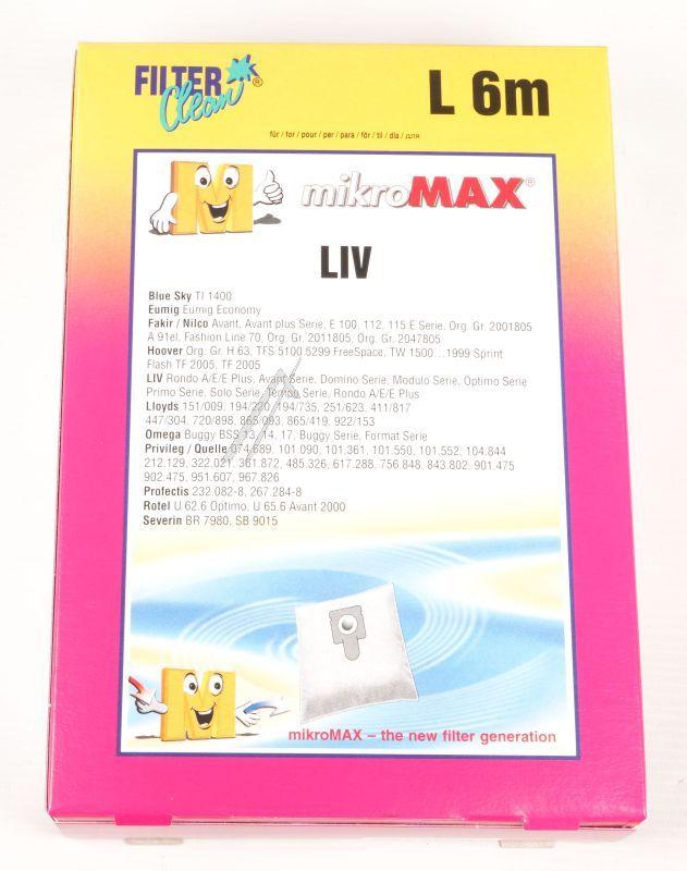 Staubbeutel für Staubsauger Filterclean FL0012K 4+2er Pack