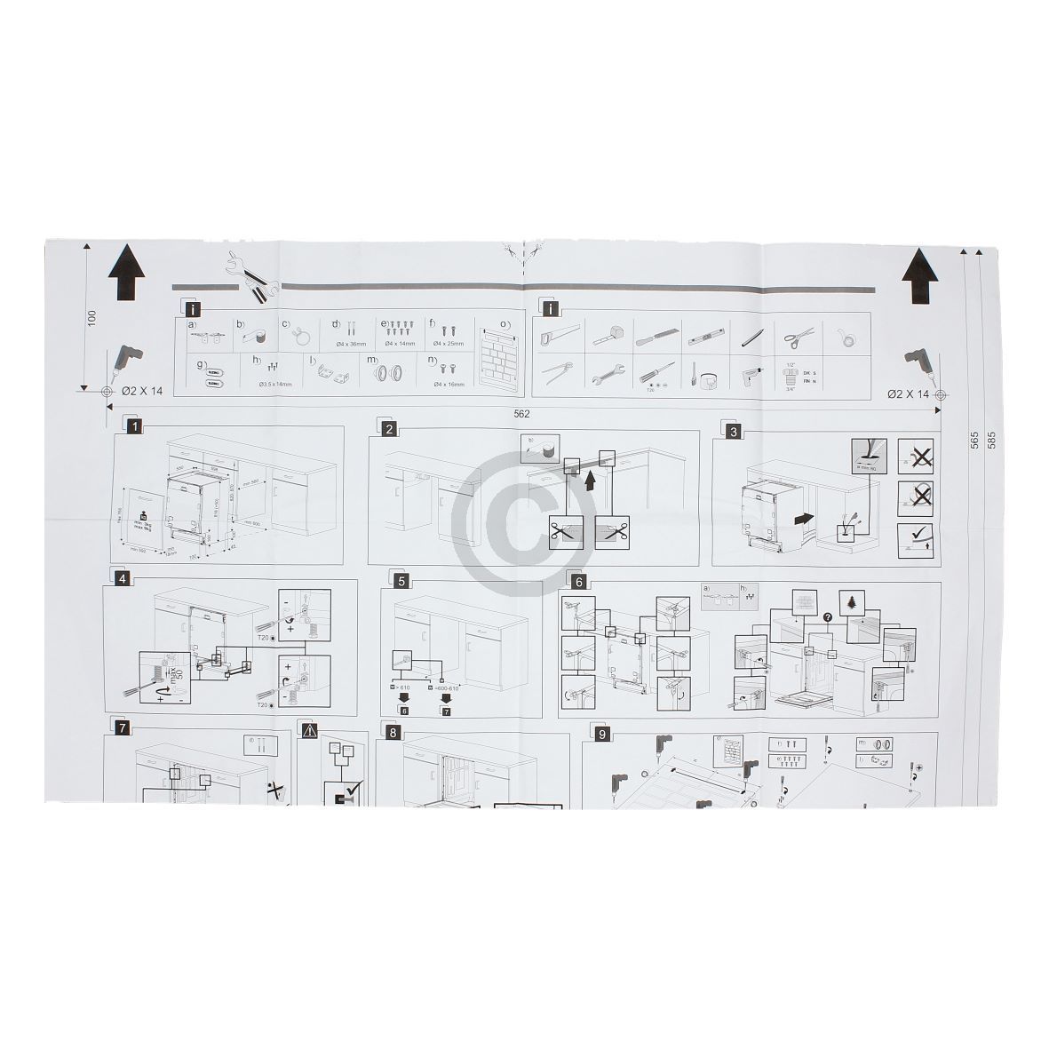 Einbausatz Türbefestigung für Möbeltüre beko 1784430046 an Geschirrspüler
