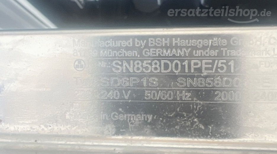 Typenschild Siemens SN858D01PE/51