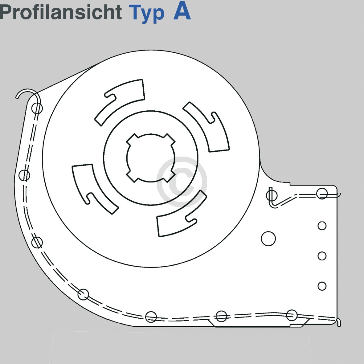 Querstromlüfter 105mm TypA Motor rechts, OT! 00140382 140382 Bosch, Siemens, Nef