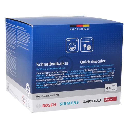 Schnellentkalker Set BOSCH SIEMENS 00311923 für Waschmaschine Geschirrspüler 4x250g