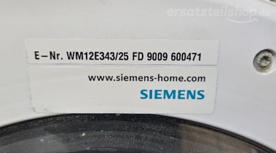 Typenschild Siemens WM12E343/25