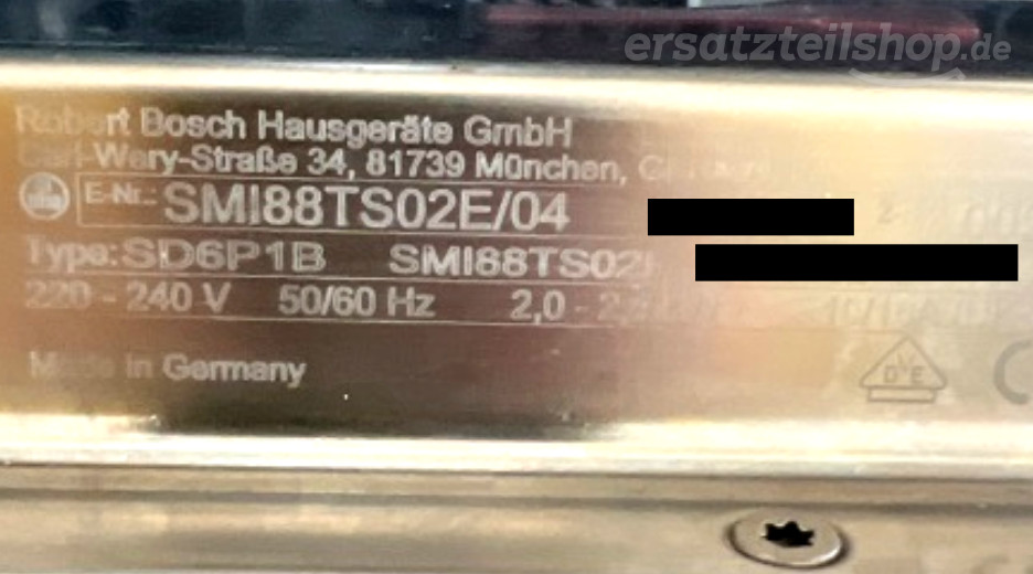 Typenschild Bosch SMI88TS02E/04