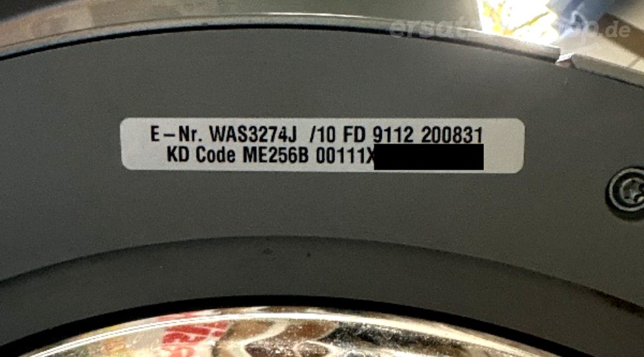 Typenschild Bosch WAS3274J/10