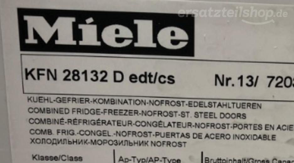 Typenschild Miele KFN 28132 D edt/cs KFN28132D
