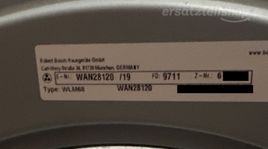 Typenschild Bosch WAN28120/19