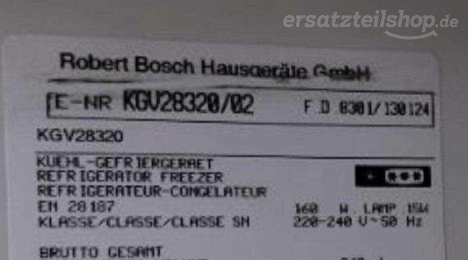 Typenschild Bosch  KGV28320/02
