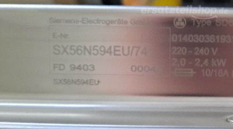 Typenschild Siemens SX56N594EU/74
