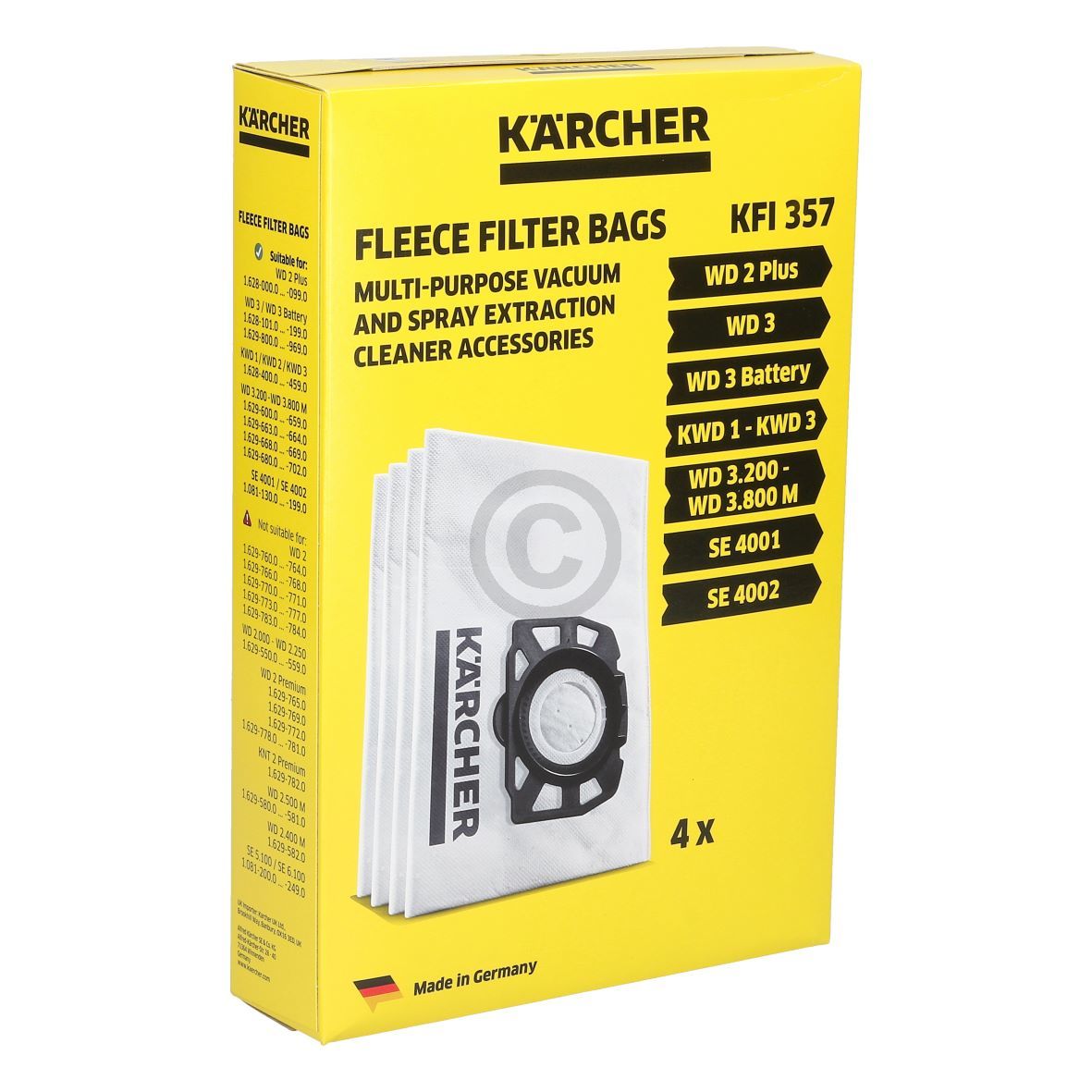Filterbeutel KÄRCHER KFI357 2.863-314.0 für NassTrockensauger 4Stk