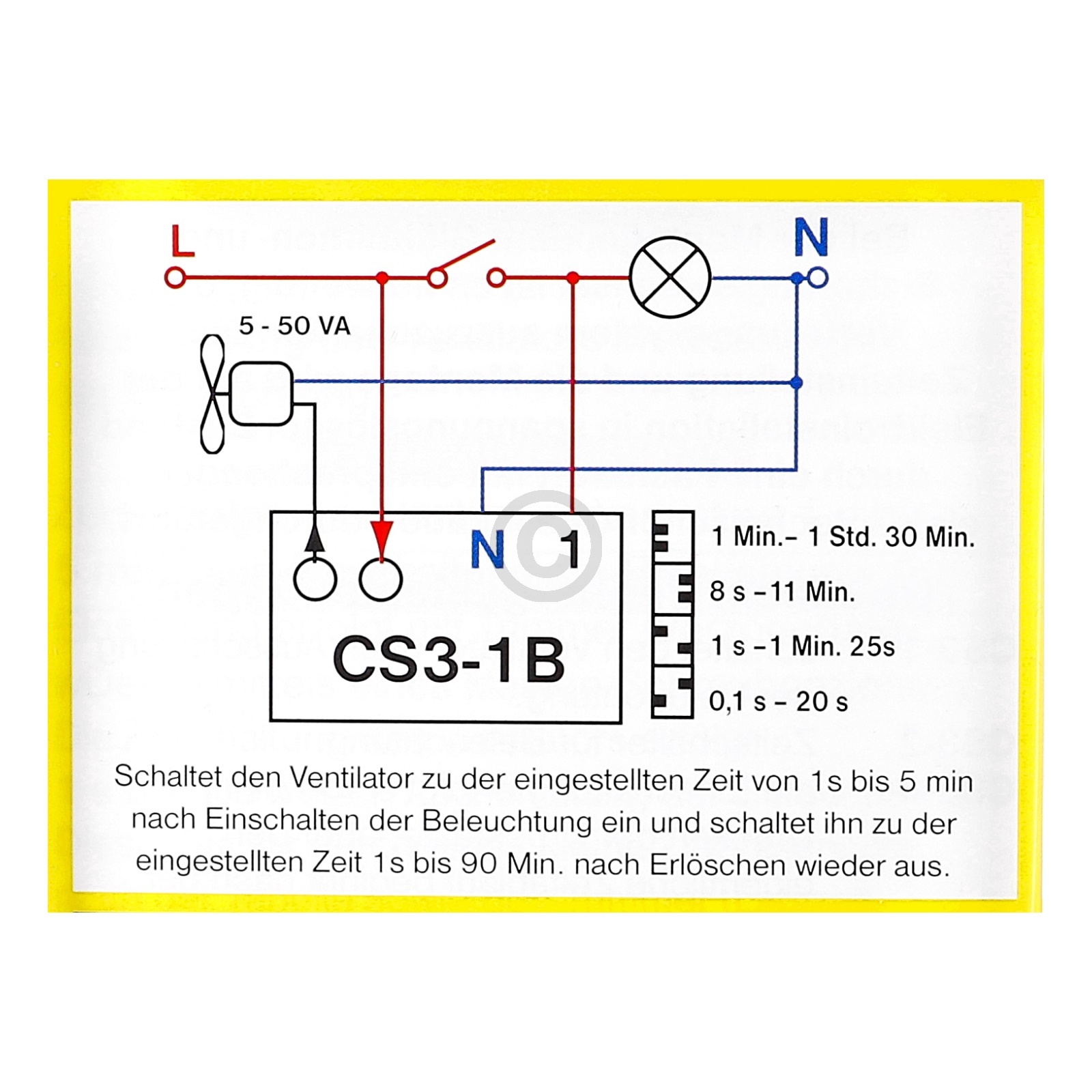 Nachlaufrelais für Ventilatoren CS3-1B