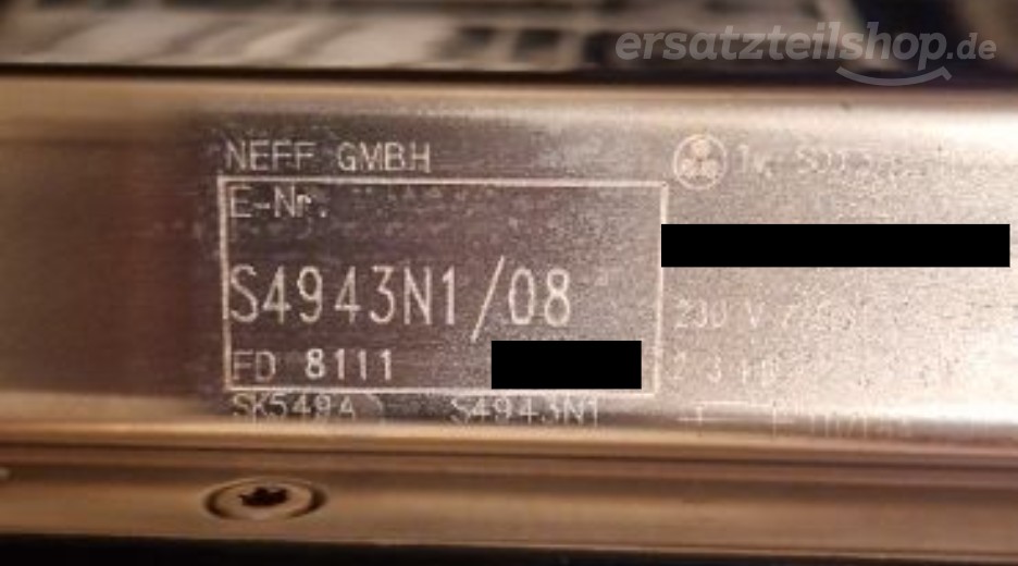 Typenschild Neff SK 549 A S4943N1/08