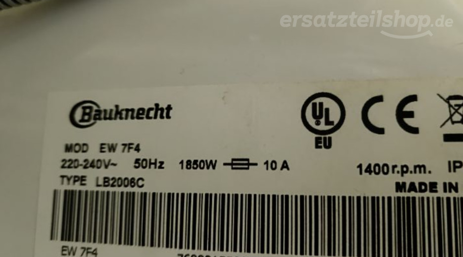 Typenschild Bauknecht GSIK 6453 IN 854664522730