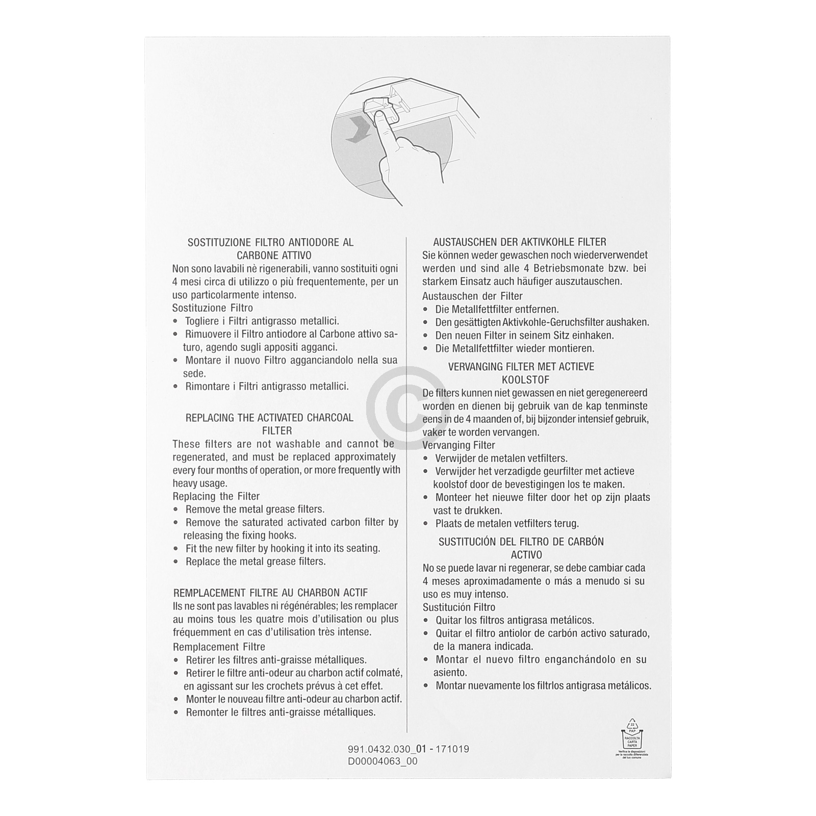 Aktivkohlefilter Electrolux 9029866374 für Dunstabzugshaube Electrolux