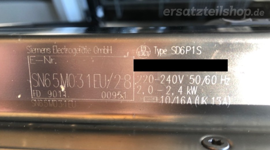 Typenschild Siemens SN65M031EU/28