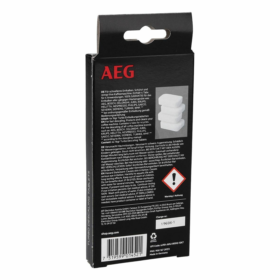 Entkalkungstabletten AEG ECF6 9001672972 für Kaffeemaschine 4Stk