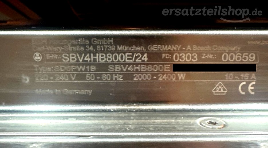 Typenschild Bosch SBV4HB800E/24