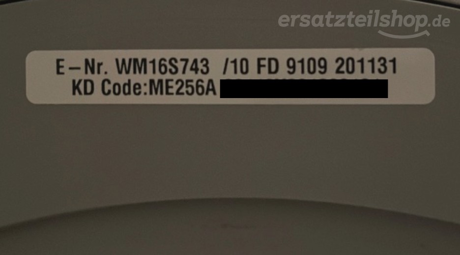 Typenschild Siemens WM16S743/10