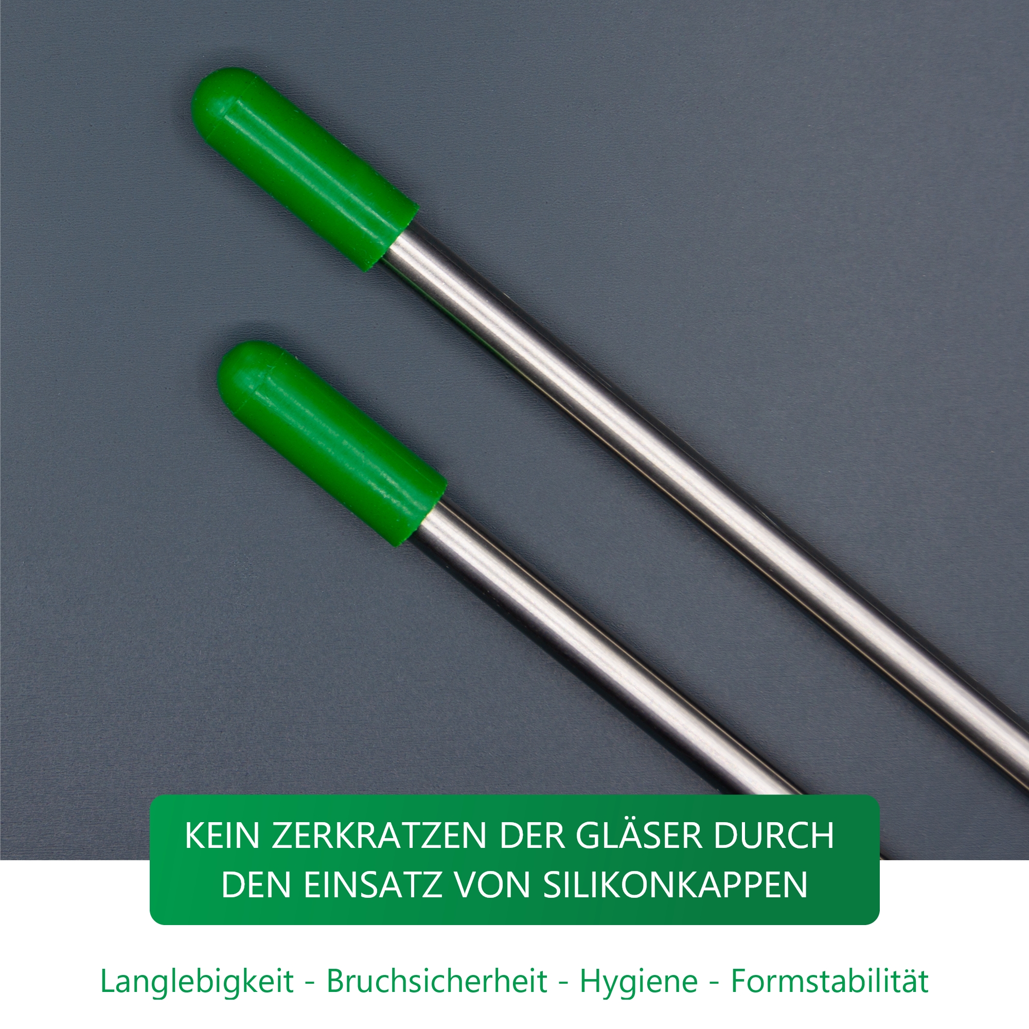 Edelstahl Glashalter für Geschirrspüler mit grünen Kappen - Set Allrounder
