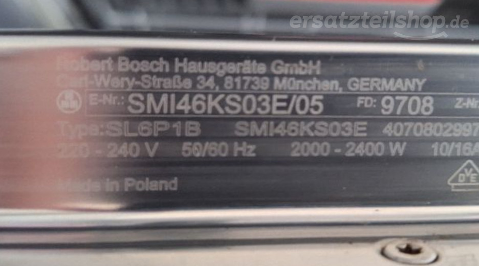 Typenschild Bosch SMI46KS03E/05