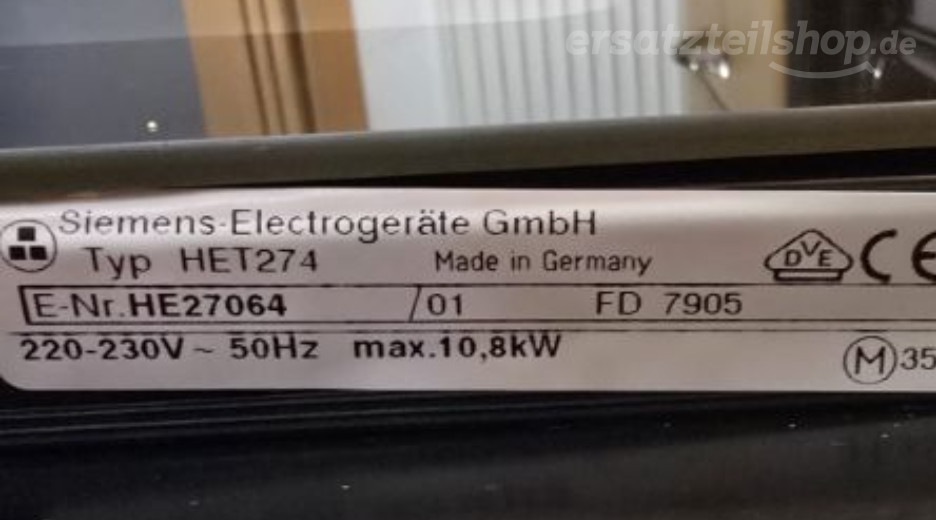 Typenschild Siemens HE27064/01