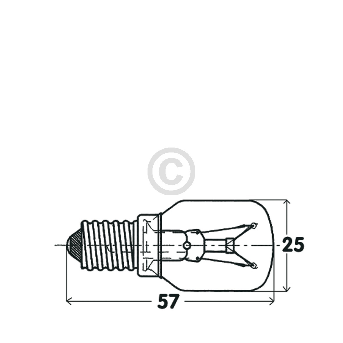 Lampe E14 15W universal 25mmØ 57mm für Kühlschrank Gefrierschrank