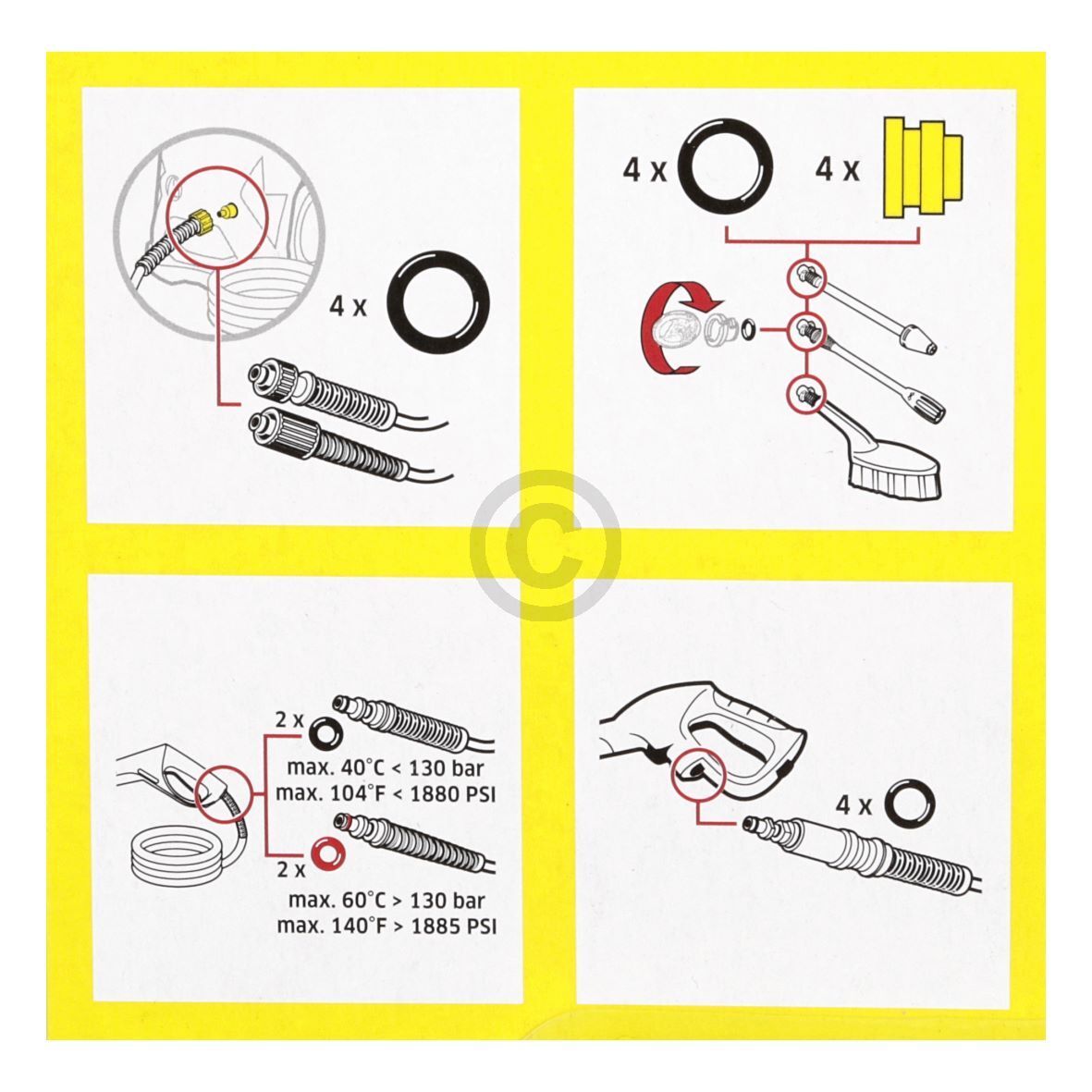 O-Dichtungsring und Stopfen Set Kärcher 2.640-729.0 für K1 - K7