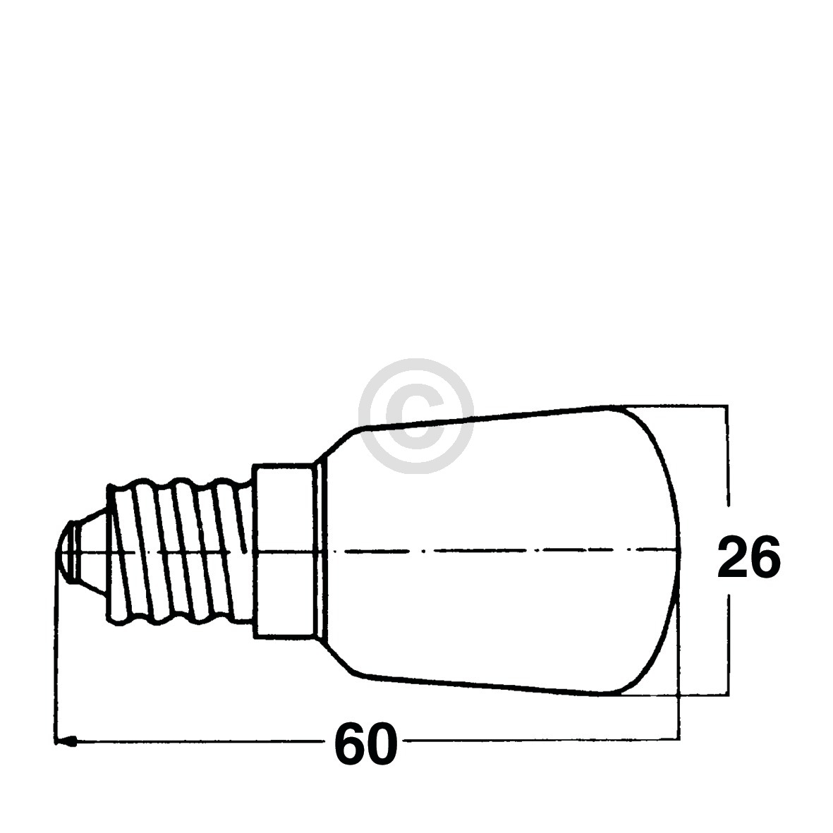 Lampe E14 15W 26mmØ 60mm 240V universal