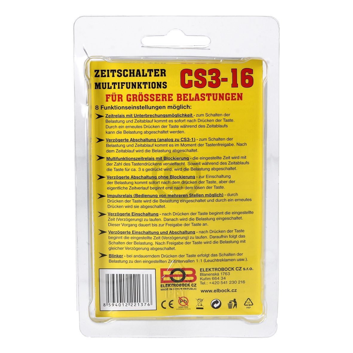 Zeitschalter Unterputz CS3-16 für Licht Ventilator in Bad Treppenhaus