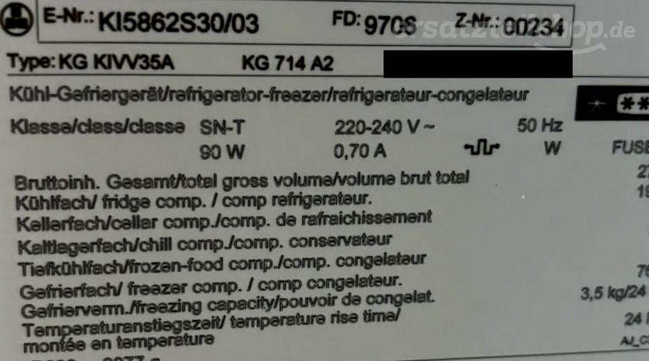 Typenschild Neff KI5862S30/03