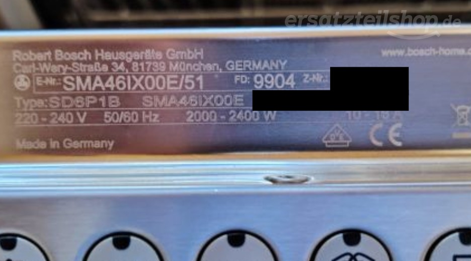 Typenschild Bosch SMA46IX00E/51