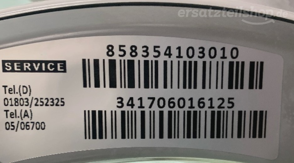 Typenschild Bauknecht WAK 73 858354103010