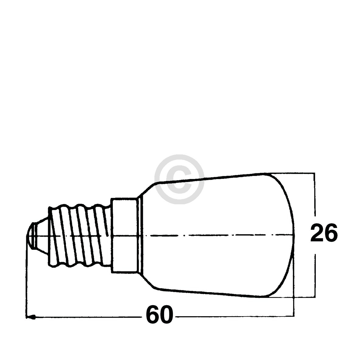 Lampe E14 25W Universal 26mmØ 60mm 240V Röhrenlampe für Kühlschrank