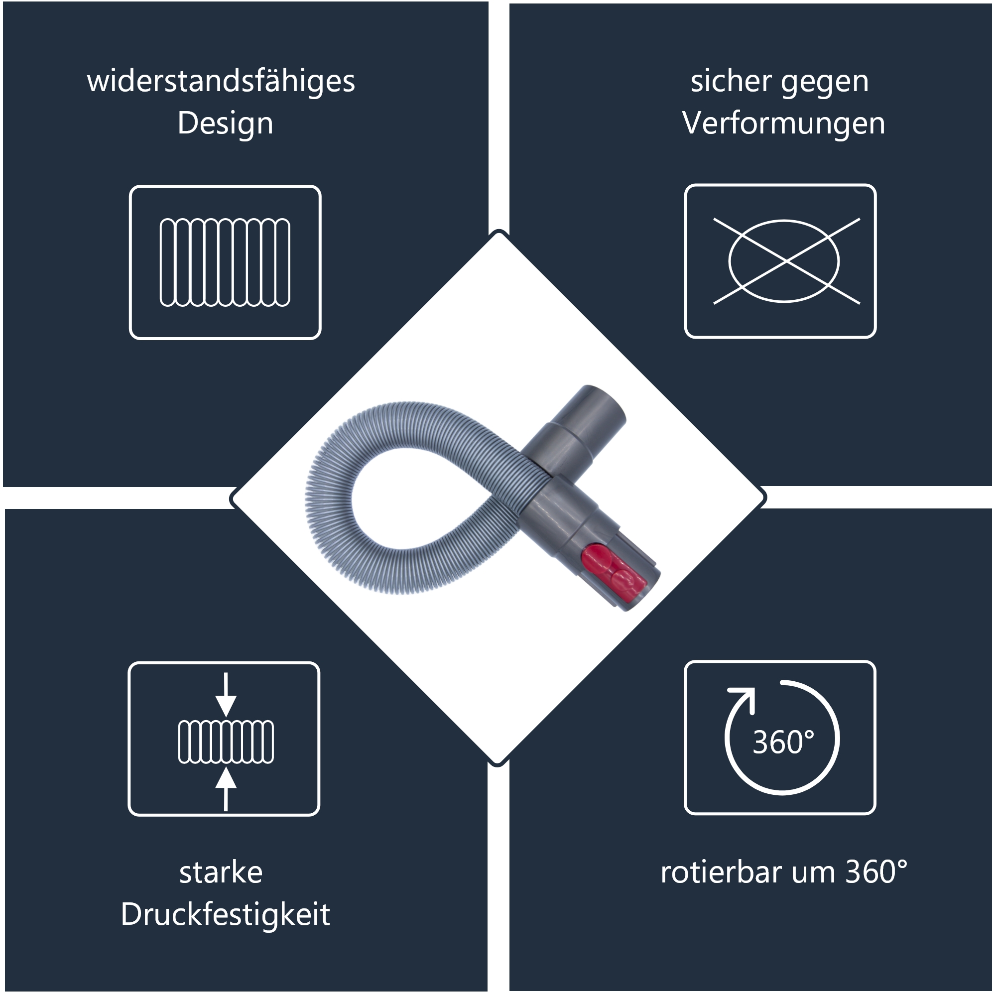 Stretch Verlängerungsschlauch für Dyson V7 V8 V10 SV10 SV11 - Staubsauger Zubehör mit Quick Release wie 967764-01