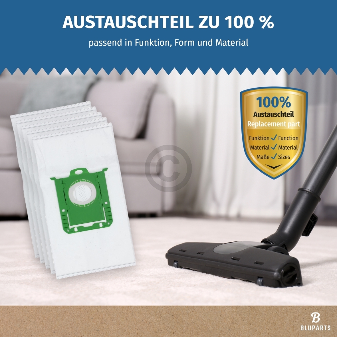 Filterbeutel wie Electrolux E201S s-bag® 9001684589 für Bodenstaubsauger 5Stk + Vorfilter