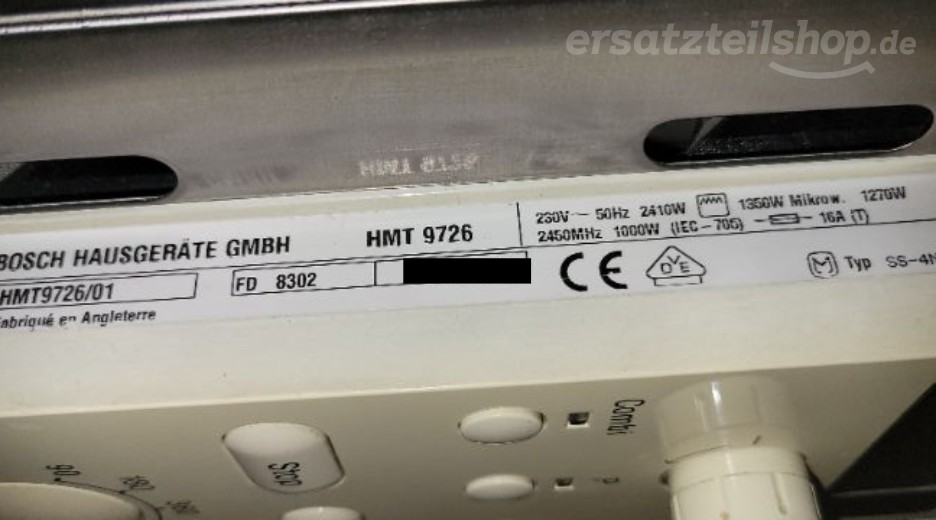 Typenschild Bosch HMT9726/01