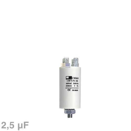 Kondensator 2,50µF 450V mit Steckfahnen RPN2-2,5uF-450V-BBA-28x56 mm
