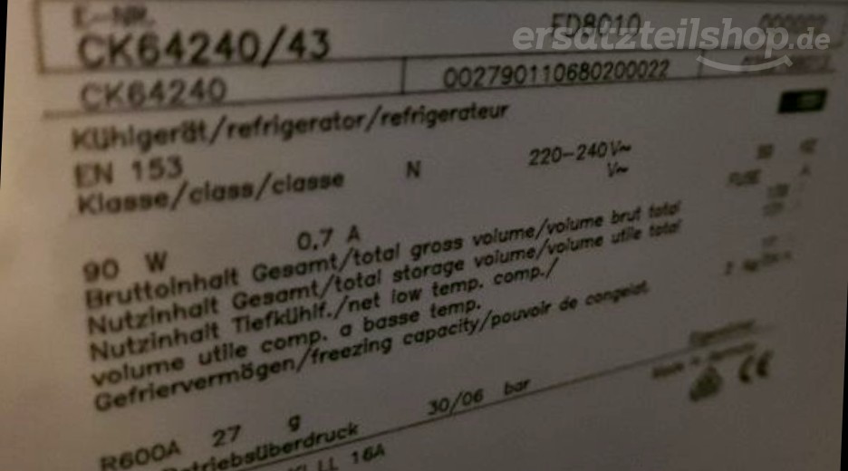 Typenschild Constructa  CK64240/43