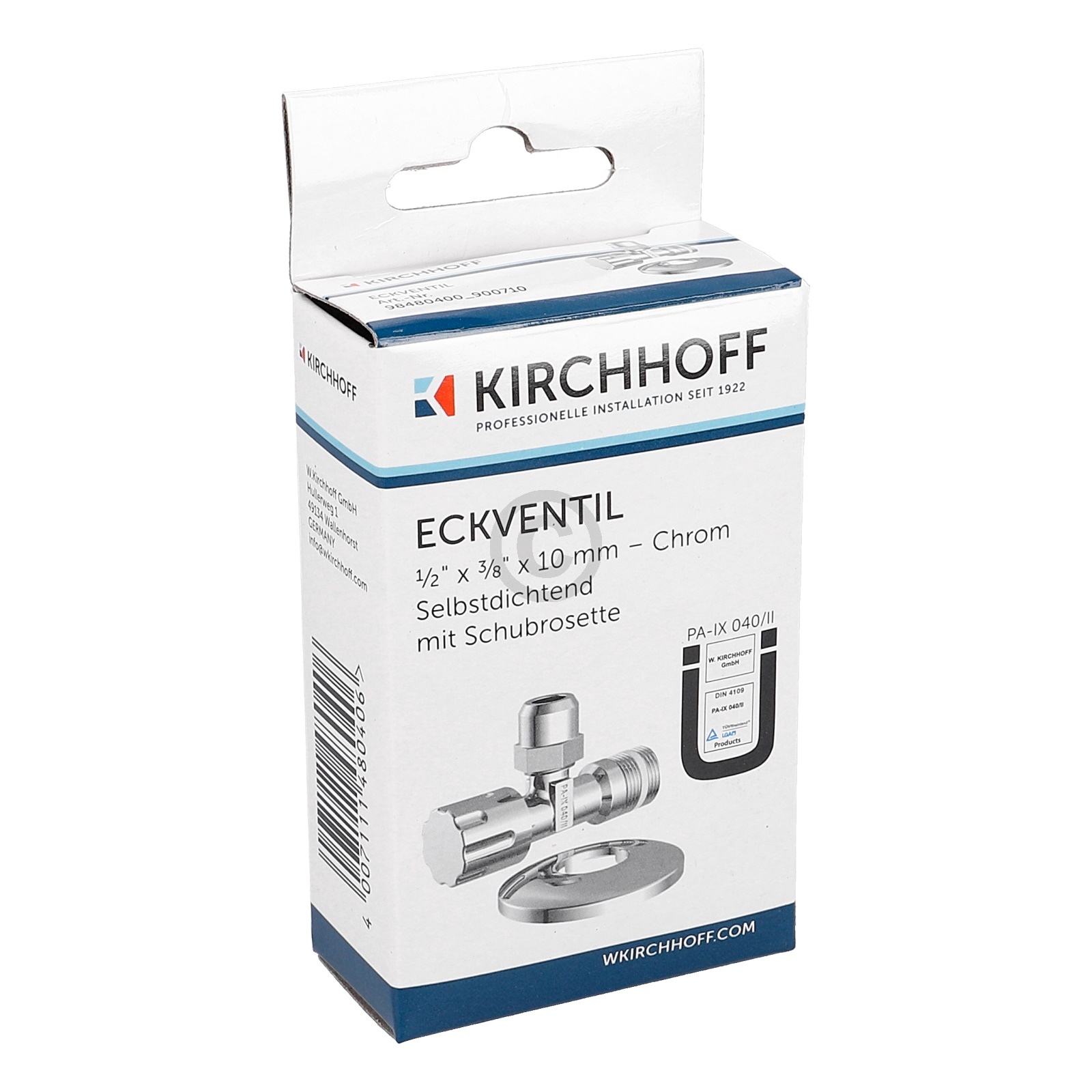 Eckventil 1/2"x3/8"x10mm selbstdichtend für Armatur KIRCHHOFF 98480400 KIRCHHOFF