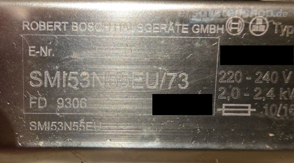 Typenschild Bosch SMI53N55EU/73