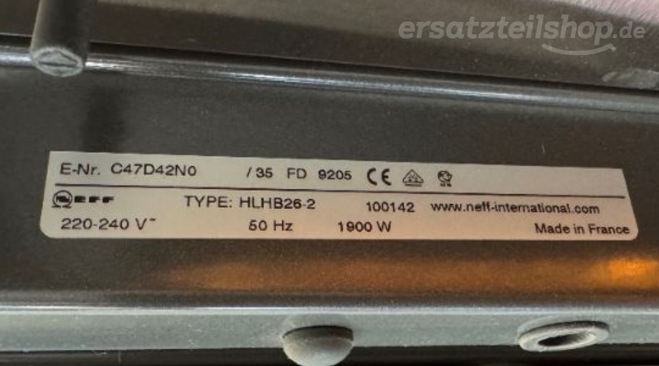 Typenschild Neff C47D42N0/35