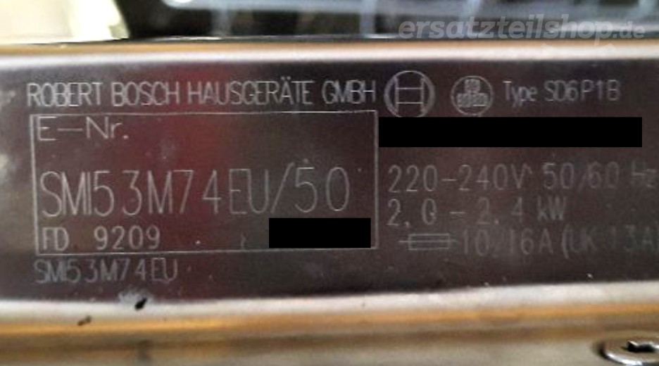 Typenschild Bosch SMI53M74EU/50