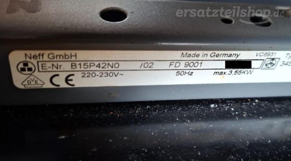 Typenschild Neff B15P42N0/02