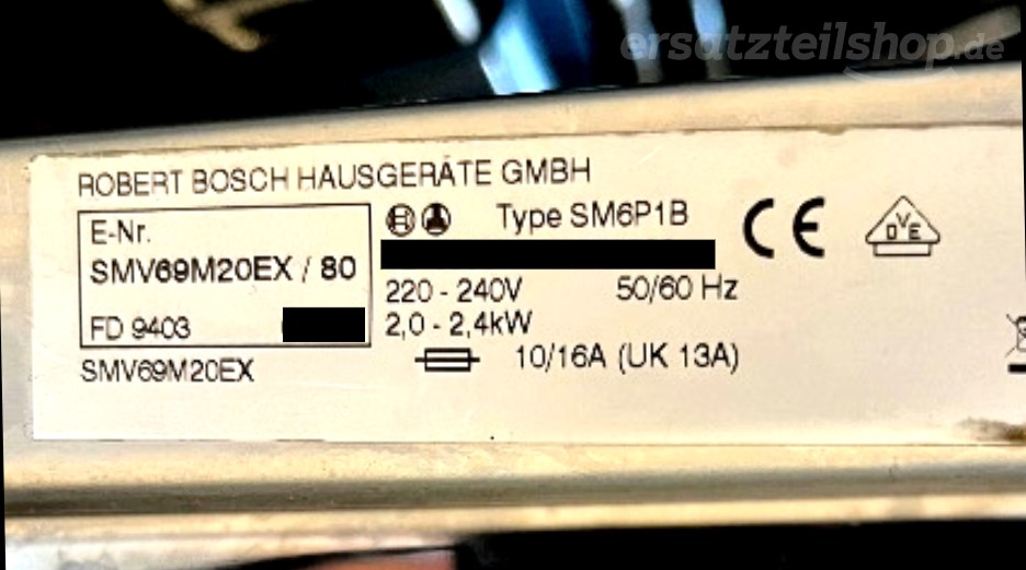 Typenschild Bosch SMV69M20EX/80