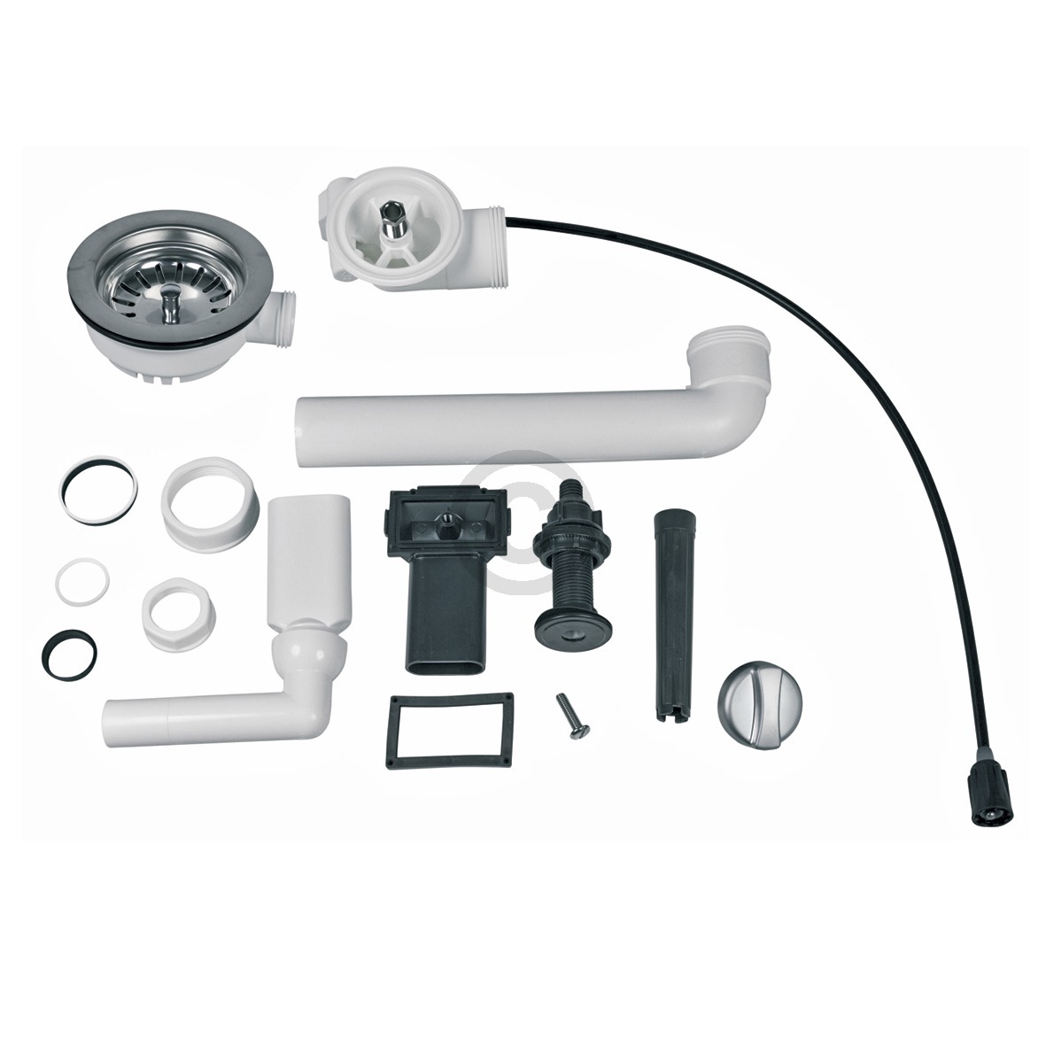 Ab-/Überlaufgarnitur 1 1/2" mit Exzenter + Siebkorbventil für Spülbecken 22342 3