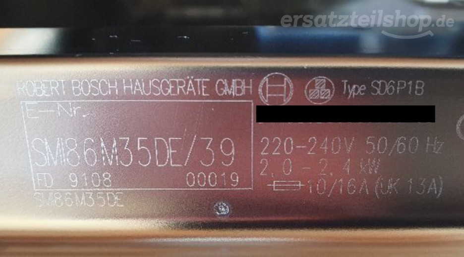 Typenschild Bosch SMI86M35DE/39