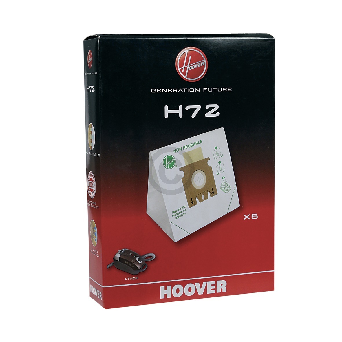 Filterbeutel HOOVER 35601374 H72 für Staubsauger 5Stk