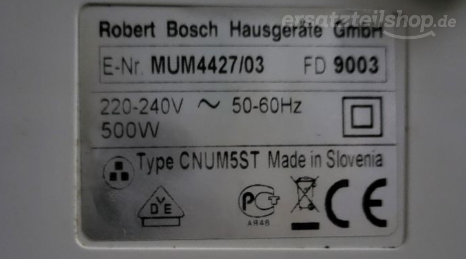 Ersatzteile Bosch MUM4427/03 Typenschild Bosch MUM4427/03