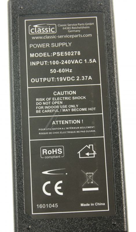 19V-Netzteil für Acer Notebooks Classic PSE50278EU 45W, 2,37A
