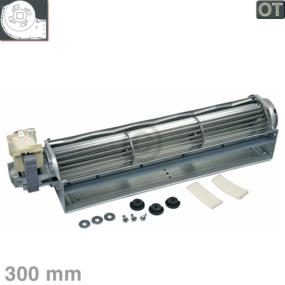 Querstromlüfter 300mm TypA Motor links STIEBEL ELTRON 241293 für Heizgerät